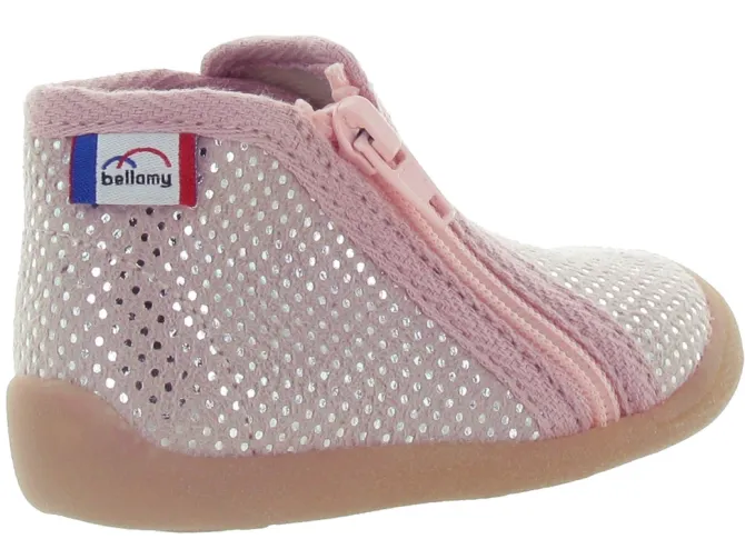 chaussons et pantoufles - - bebe fille - Toile - Rose - Bellamy