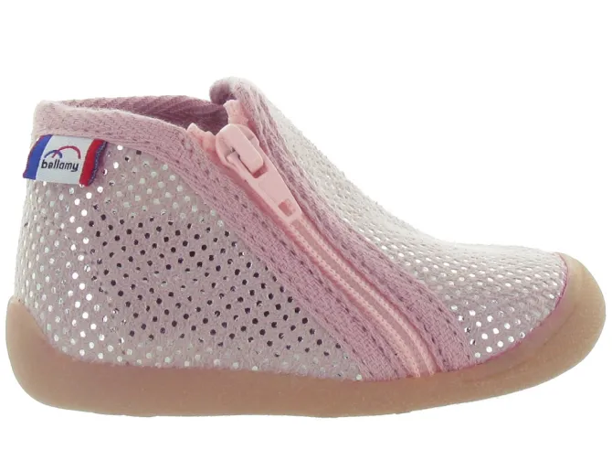 chaussons et pantoufles - - bebe fille - Toile - Rose - Bellamy