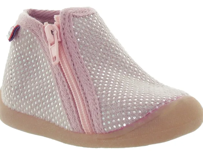 chaussons et pantoufles - - bebe fille - Toile - Rose - Bellamy