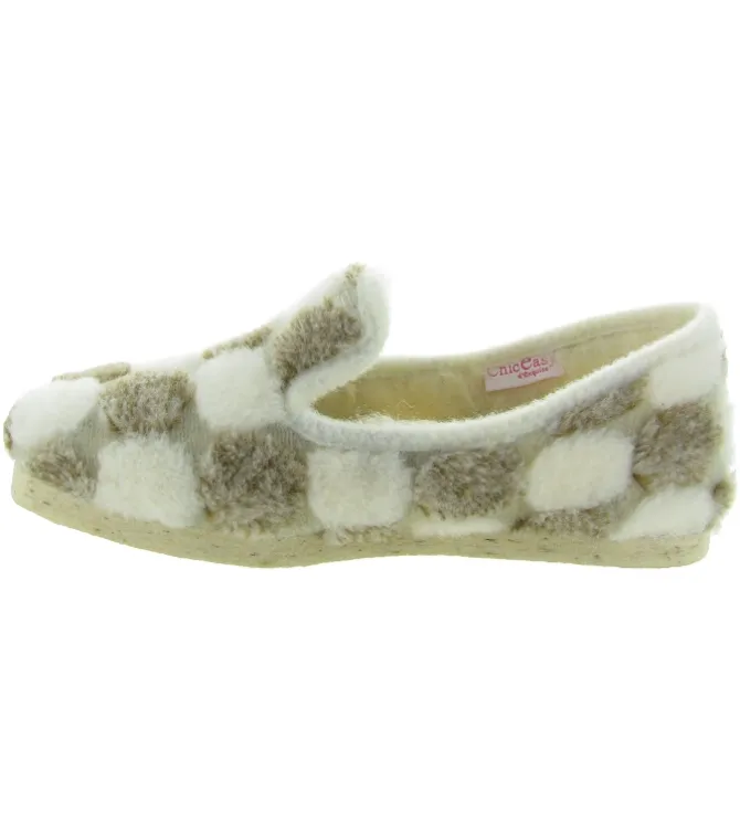 chaussons et pantoufles - Charentaise - femme - Synthétique - Beige - Chiceasy