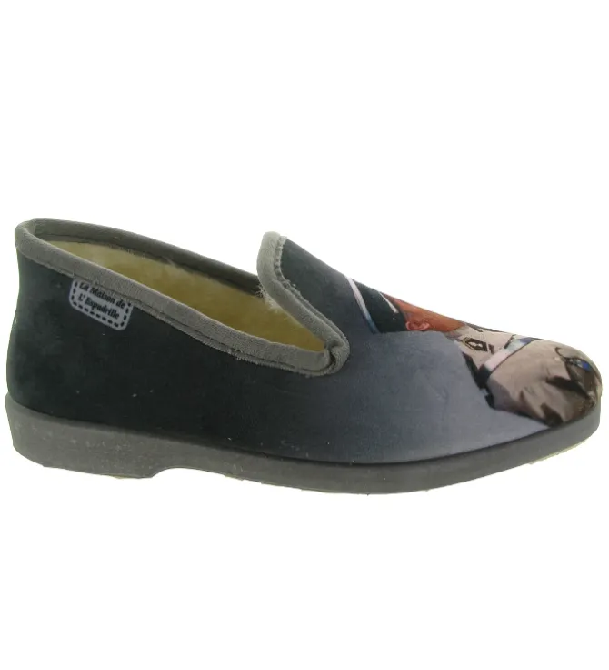chaussons et pantoufles - Charentaises - homme - Toile - Gris - La maison de l espadrille