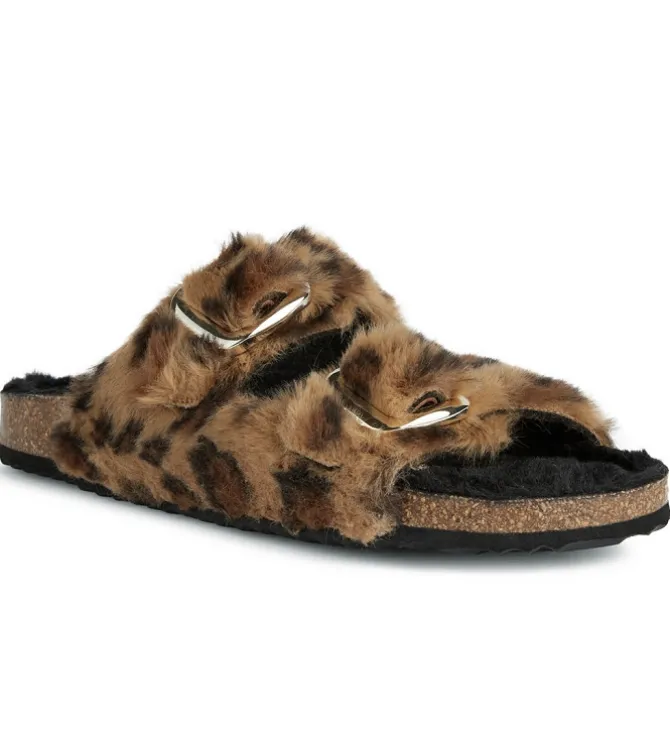chaussons et pantoufles - Mules Sabots - femme - Synthétique - Léopard - Geox