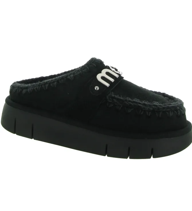 chaussons et pantoufles - Mules Sabots - femme - Nubuck - Noir - Mou