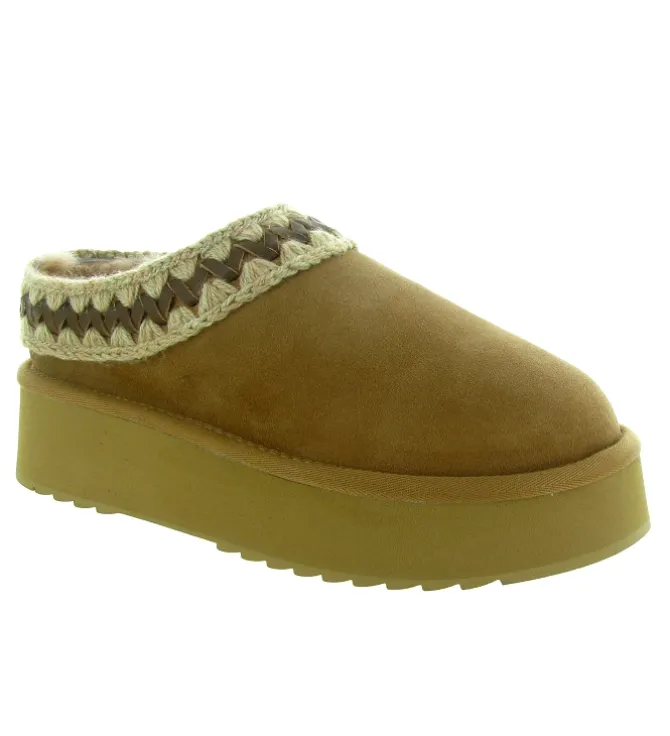chaussons et pantoufles - Mules Sabots - femme - Nubuck - Chestnut - Mou