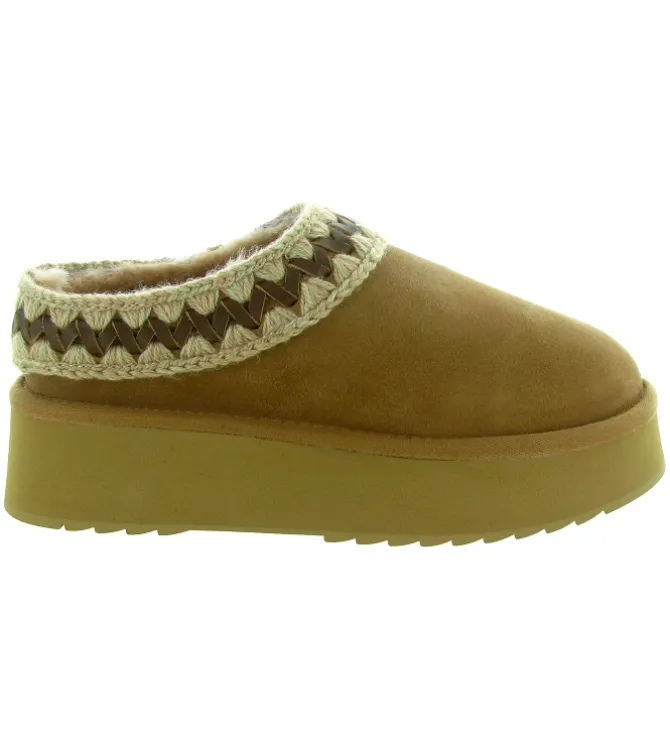 chaussons et pantoufles - Mules Sabots - femme - Nubuck - Chestnut - Mou