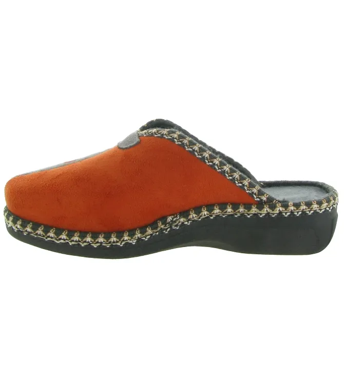 chaussons et pantoufles - Mules Sabots - femme - Toile - Orange - La maison de l espadrille