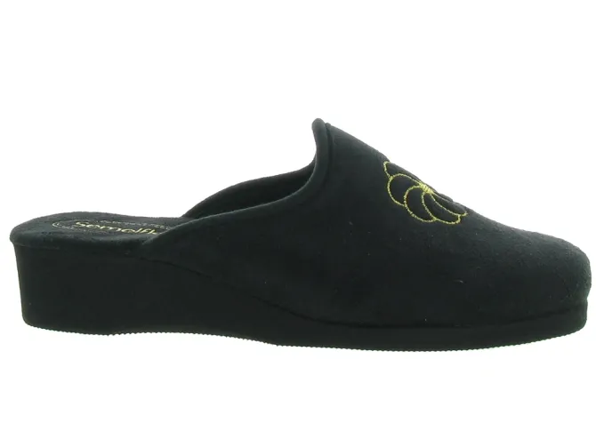 chaussons et pantoufles - Mules Sabots - femme - Toile - Noir - Semelflex