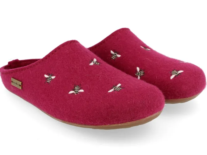 chaussons et pantoufles - Mules Sabots - femme - Feutrine - Rouge - Haflinger