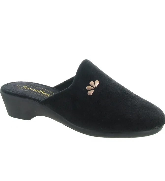 chaussons et pantoufles - Mules Sabots - femme - Toile - Noir - Semelflex