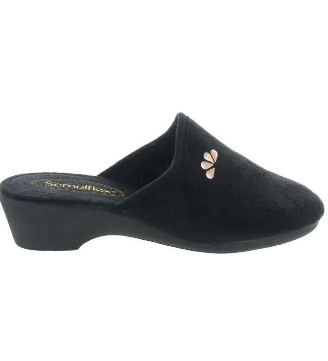 chaussons et pantoufles - Mules Sabots - femme - Toile - Noir - Semelflex