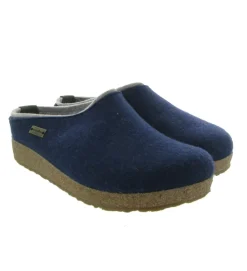 chaussons et pantoufles - Mules Sabots - homme - Feutrine - Bleu - Haflinger