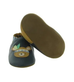 chaussons et pantoufles - Semelle souple - bebe garcon - Cuir - Bleu Marine - Robeez