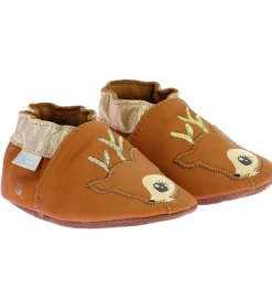 chaussons et pantoufles - Semelle souple - bebe fille - Cuir - Marron - Robeez