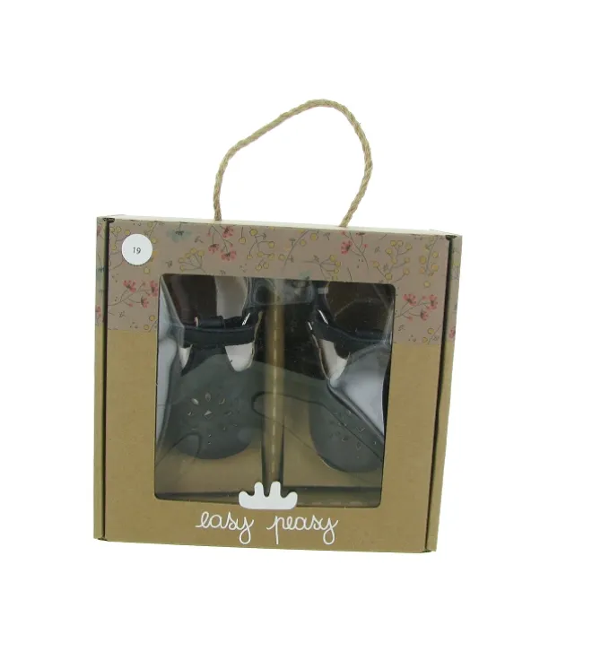 chaussons et pantoufles - Semelle souple - bebe fille - Cuir - Bleu Marine - Easy peasy
