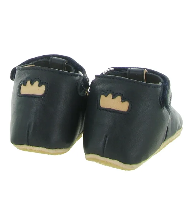 chaussons et pantoufles - Semelle souple - bebe fille - Cuir - Bleu Marine - Easy peasy