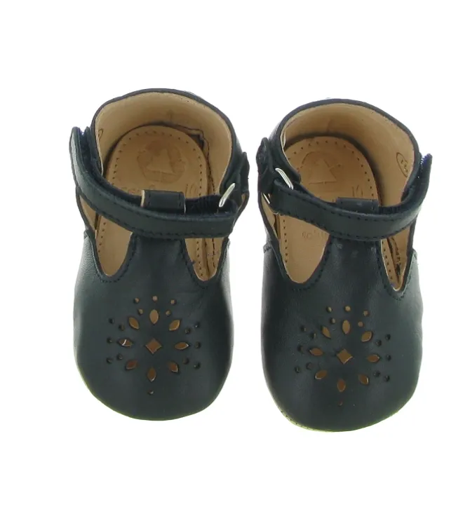chaussons et pantoufles - Semelle souple - bebe fille - Cuir - Bleu Marine - Easy peasy