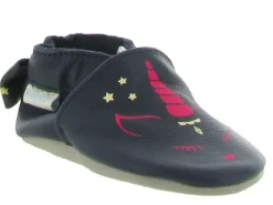 chaussons et pantoufles - Semelle souple - bebe fille - - Bleu Marine - Robeez