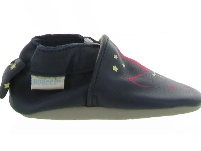 chaussons et pantoufles - Semelle souple - bebe fille - - Bleu Marine - Robeez