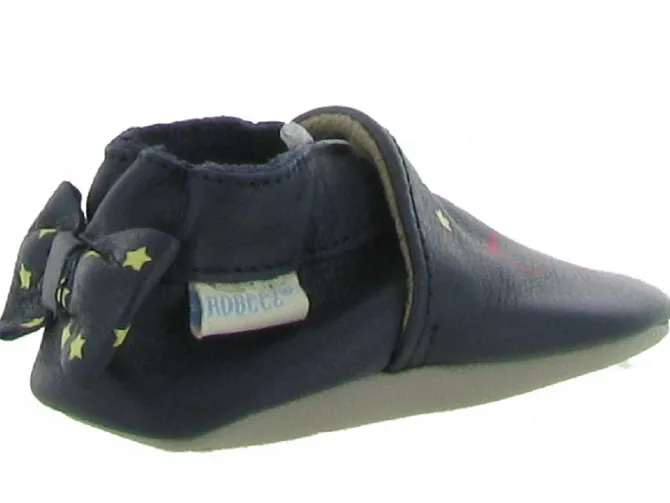 chaussons et pantoufles - Semelle souple - bebe fille - - Bleu Marine - Robeez