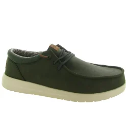 chaussures a lacets - Confort et décontracté - homme - Nubuck - Vert - Hey dude