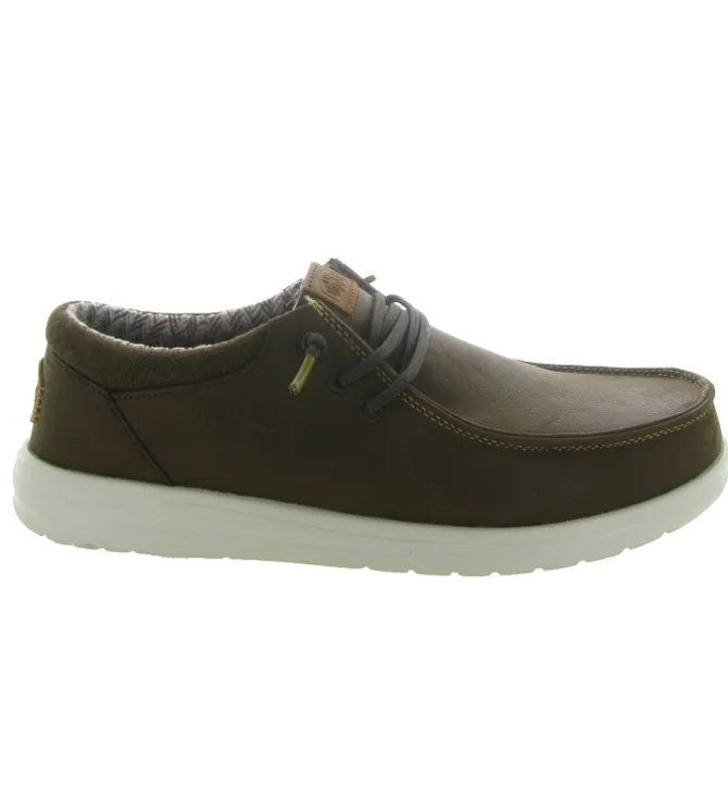 chaussures a lacets - Confort et décontracté - homme - Nubuck - Marron - Hey dude