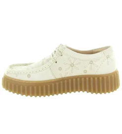 chaussures a lacets - Derby - femme - Textile - Beige - Clarks