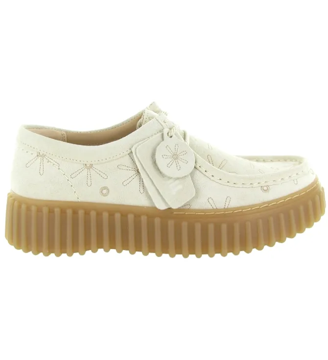 chaussures a lacets - Derby - femme - Textile - Beige - Clarks