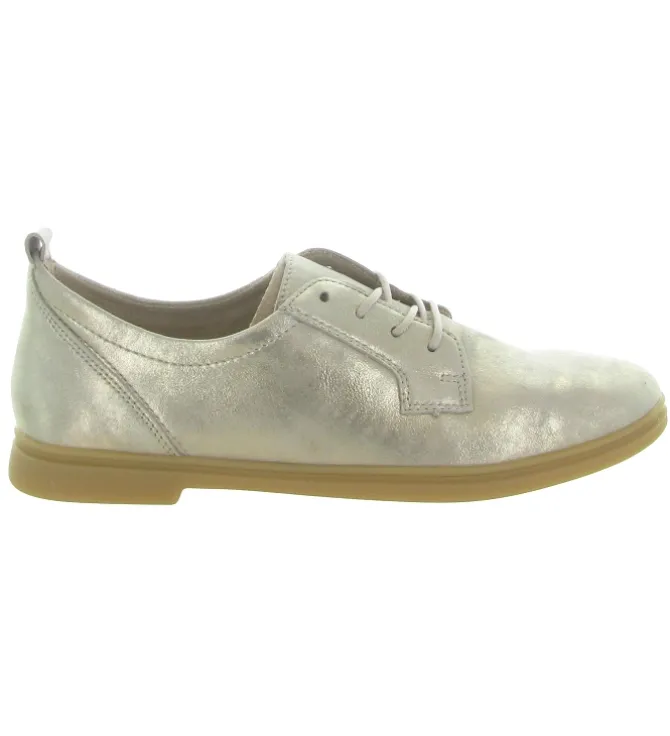 chaussures a lacets - Derby - femme - Cuir laminé - Or - Remonte
