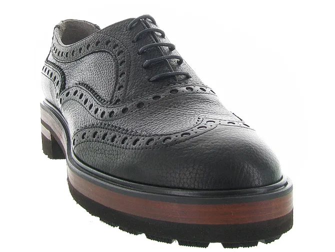 chaussures a lacets - Derby - femme - Cuir - Noir - Pertini
