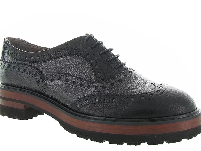 chaussures a lacets - Derby - femme - Cuir - Noir - Pertini