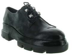chaussures a lacets - Derby - femme - Cuir - Noir - Qootum