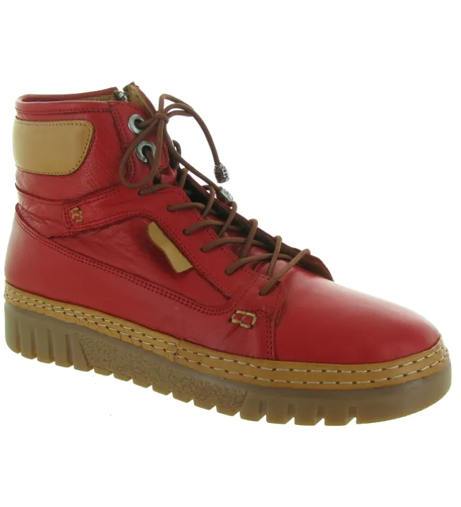 chaussures a lacets - Détente - femme - Cuir - Rouge - Madory