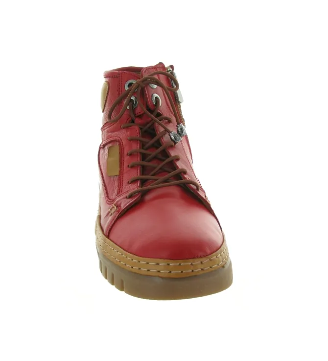 chaussures a lacets - Détente - femme - Cuir - Rouge - Madory