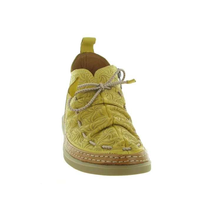 chaussures a lacets - Détente - femme - Cuir - Jaune - Madory