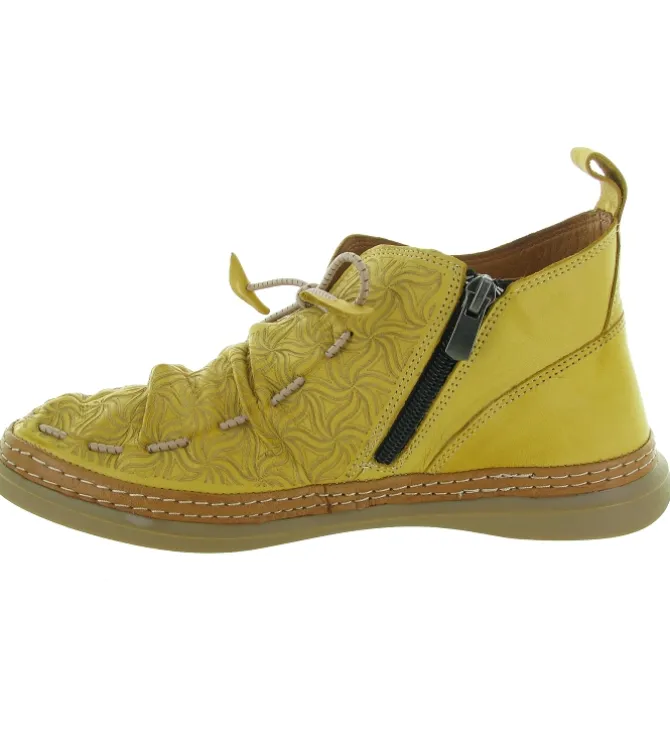 chaussures a lacets - Détente - femme - Cuir - Jaune - Madory