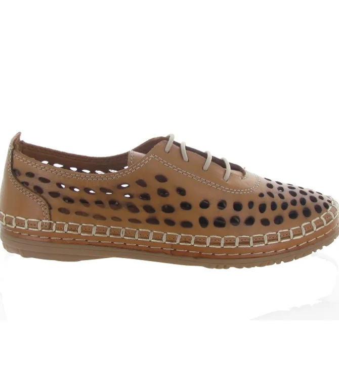 chaussures a lacets - Détente - femme - Cuir - Marron - Madory