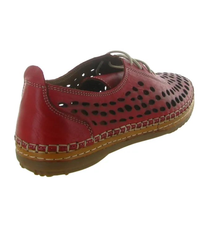 chaussures a lacets - Détente - femme - Cuir - Rouge - Madory
