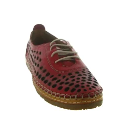 chaussures a lacets - Détente - femme - Cuir - Rouge - Madory