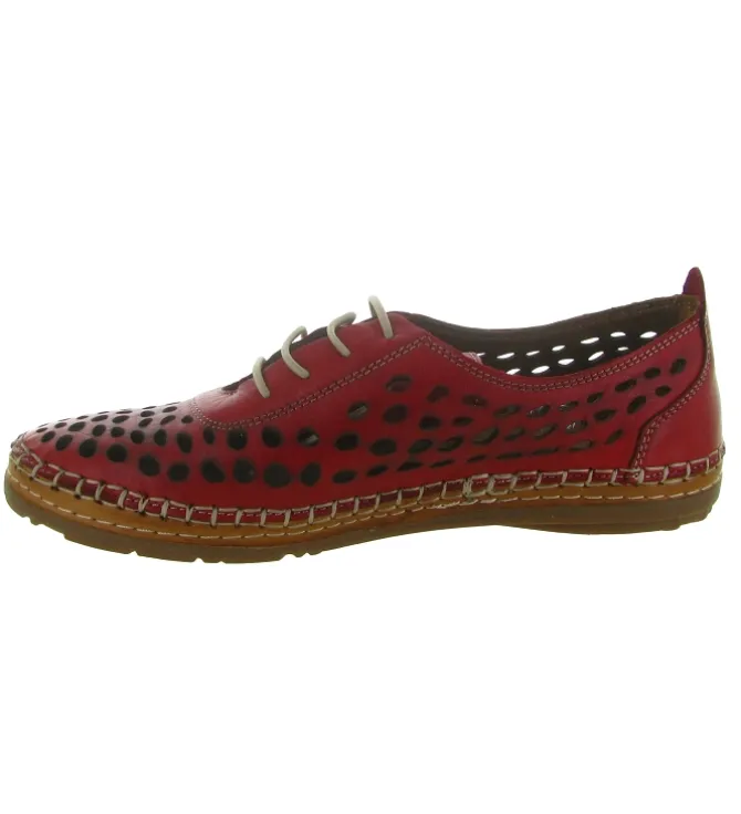 chaussures a lacets - Détente - femme - Cuir - Rouge - Madory