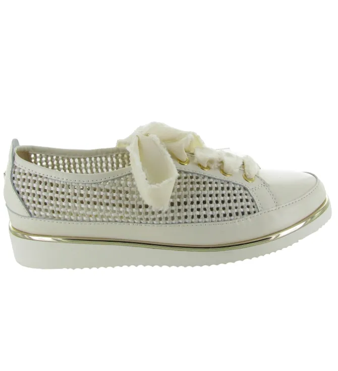 chaussures a lacets - Détente - femme - Cuir - Beige - Xsa