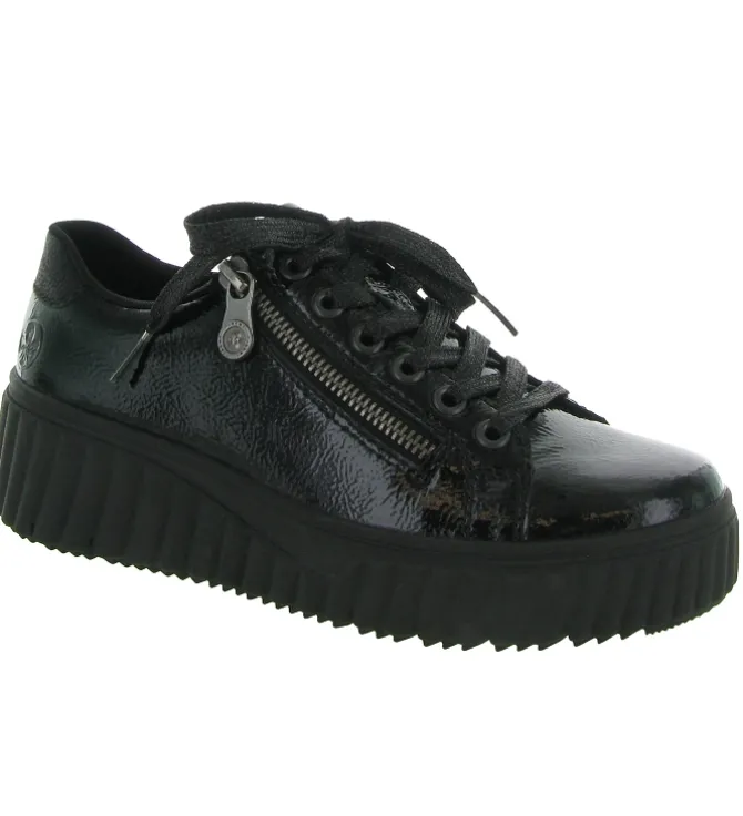 chaussures a lacets - Détente - femme - Cuir - Noir - Rieker