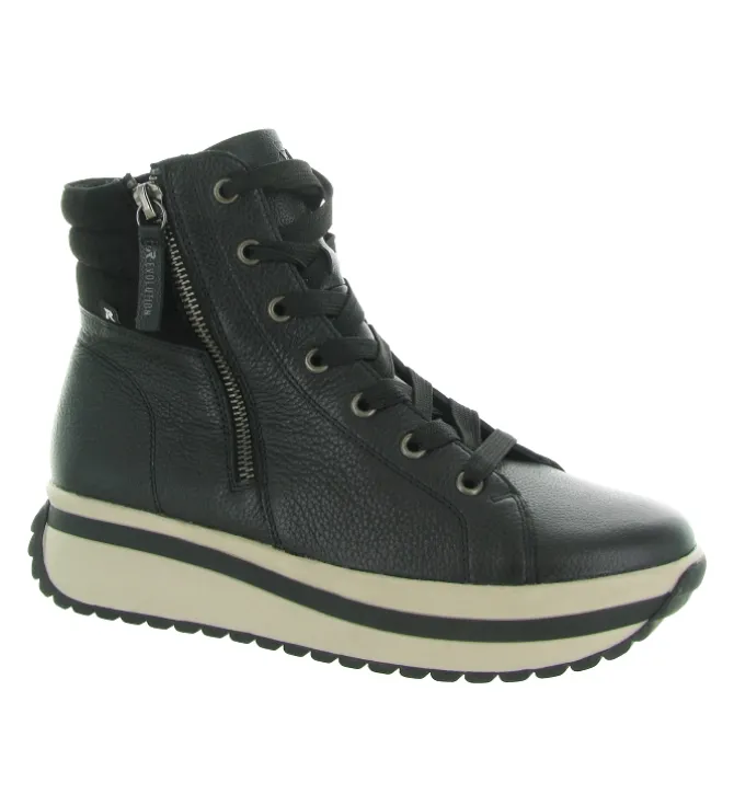 chaussures a lacets - Détente - femme - Cuir - Noir - Rieker