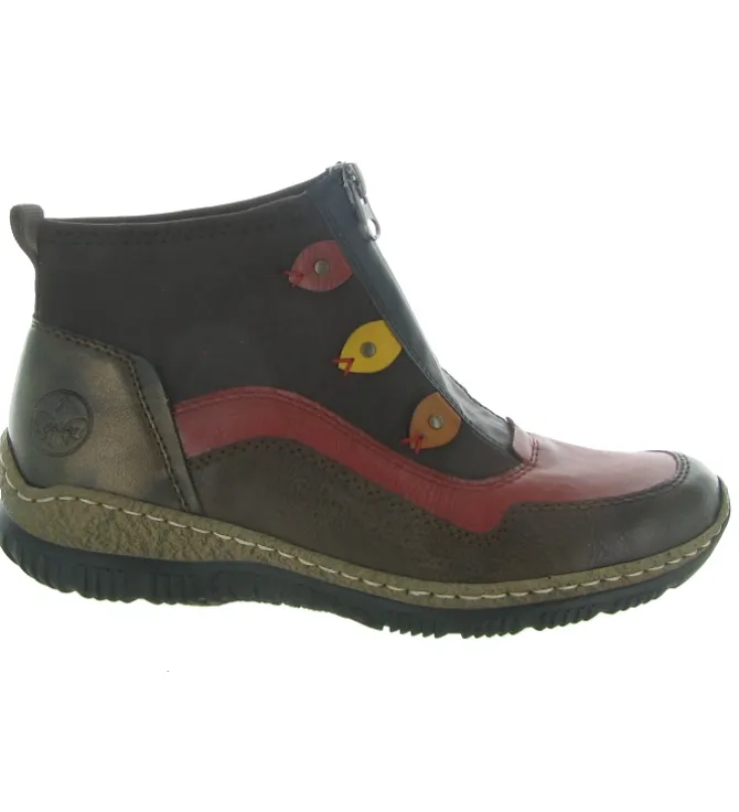 chaussures a lacets - Détente - femme - Synthétique - Rouge - Rieker