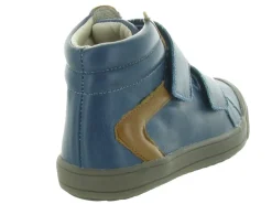 chaussures a scratch - - junior garcon - Cuir - Bleu - Gbb