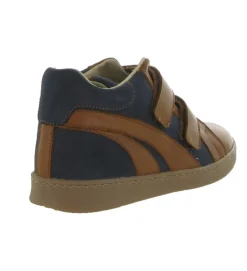 chaussures a scratch - - junior garcon - Cuir - Marron - Golosinas
