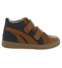 chaussures a scratch - - junior garcon - Cuir - Marron - Golosinas