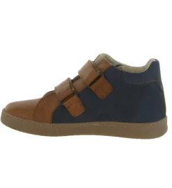 chaussures a scratch - - junior garcon - Cuir - Marron - Golosinas