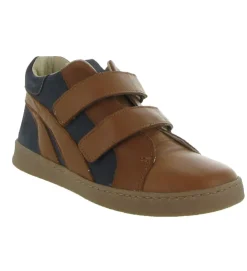 chaussures a scratch - - junior garcon - Cuir - Marron - Golosinas