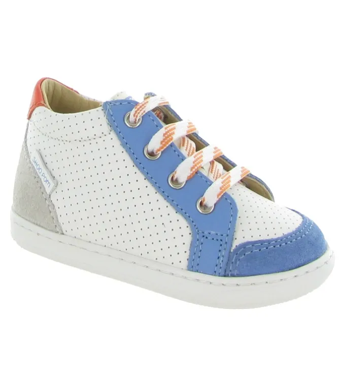 chaussures bebe du 18 au 27 - Semelle souple - bebe garcon - Nubuck - Blanc - Shoo pom