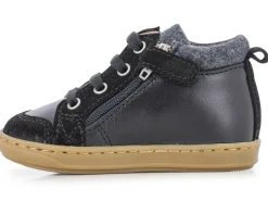 chaussures bebe du 18 au 27 - Semelle souple - bebe garcon - Cuir - Noir - Shoo pom